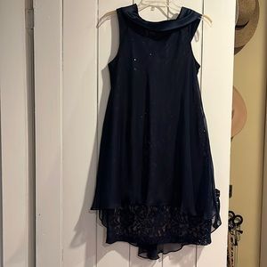 Pretty SLNY navy sparkly cocktail dress!